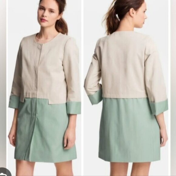 Tahari Marisol Colorblock Collarless Coat Size XL - Picture 2 of 9